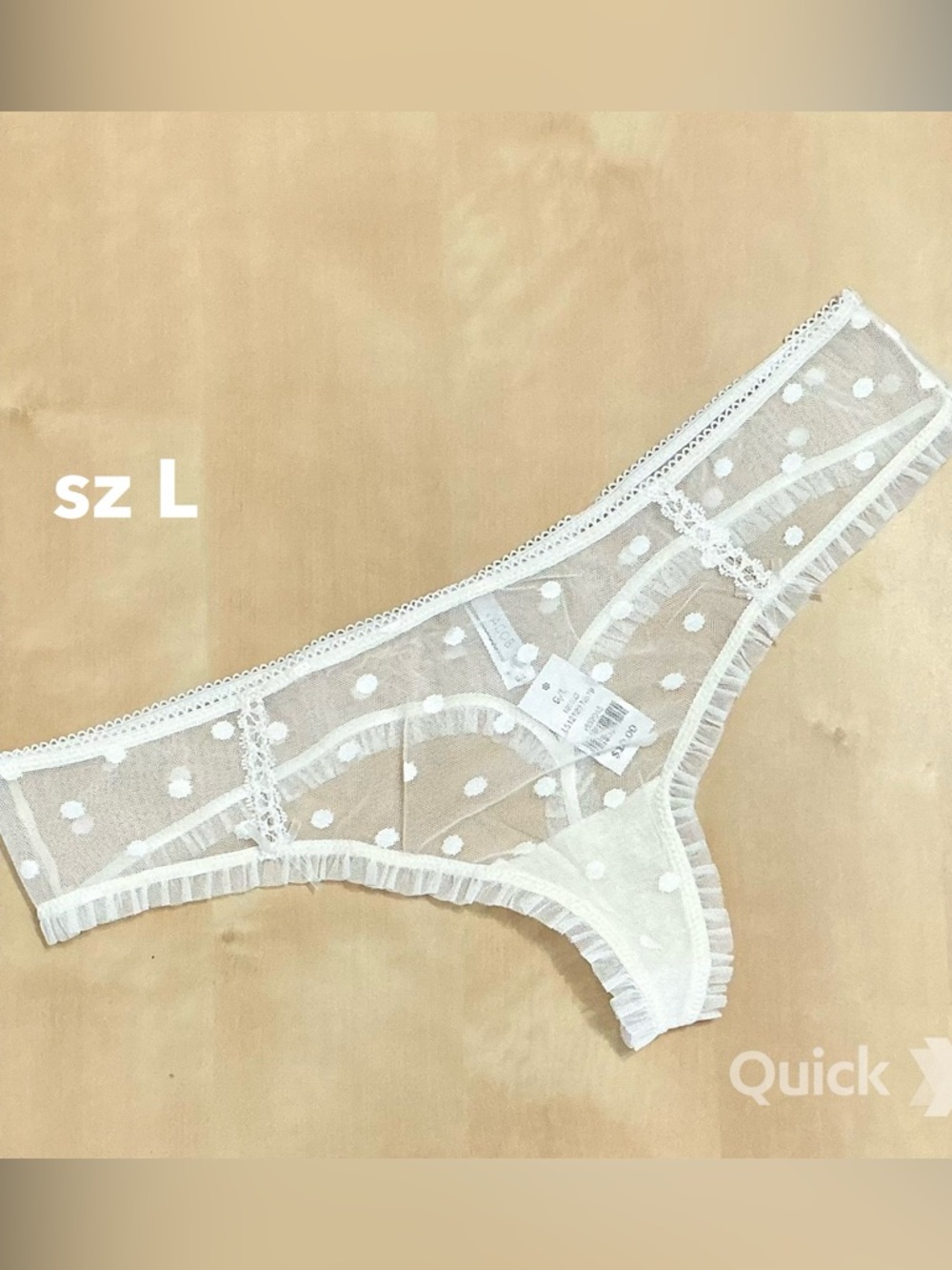 sz L - NWT Polka Dots Mesh Thongs